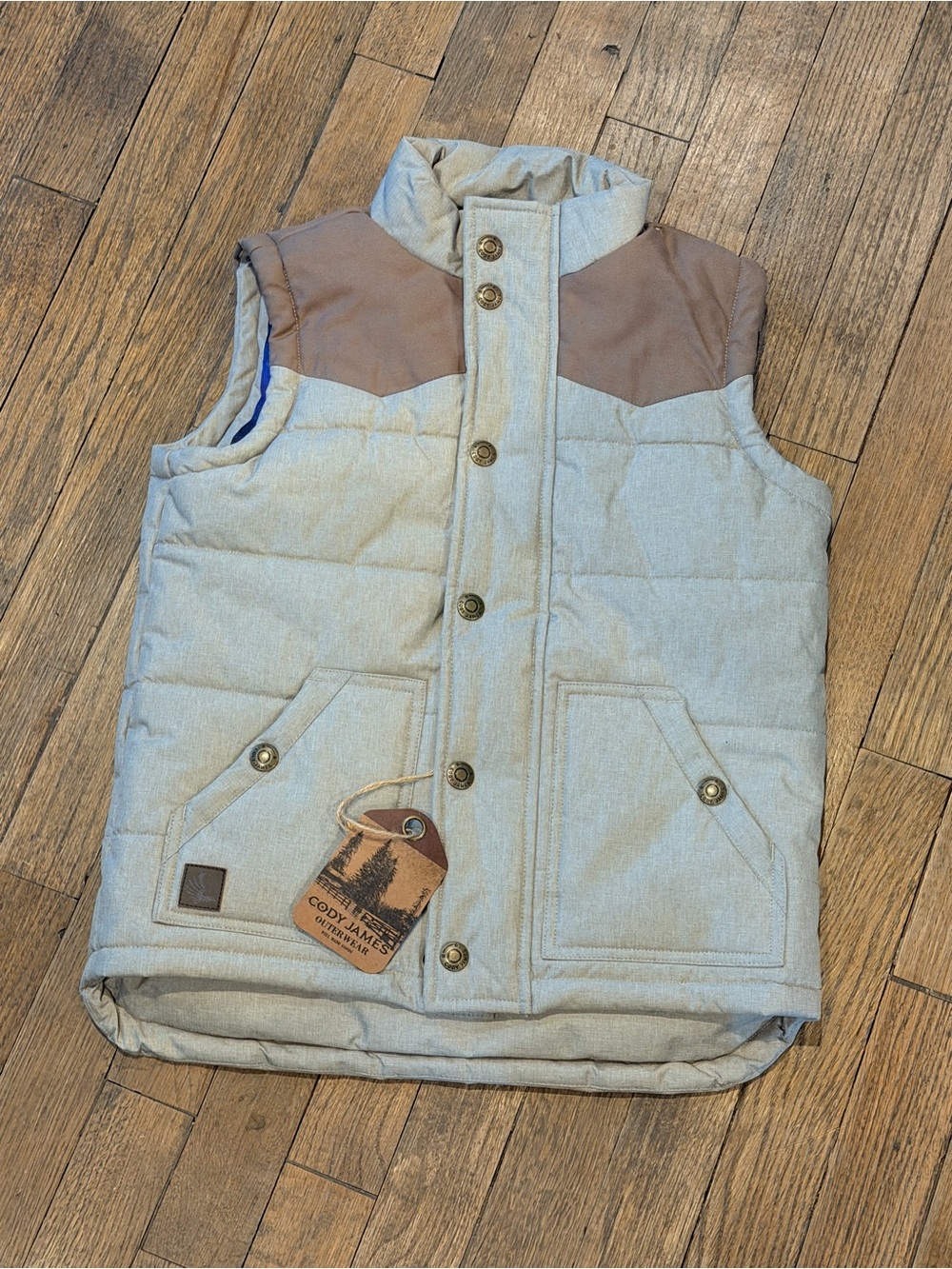 Cody James Youth Boys’ Light Brown Puffer Vest with Brown Yoke (Size YM)
